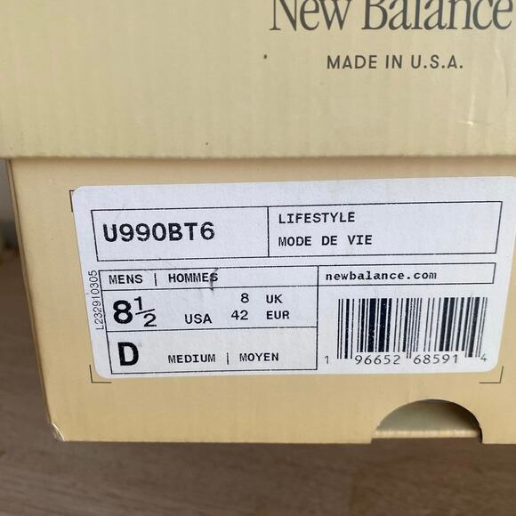 New Balance 990 V6 MIUSA Teddy Santis Burgundy Men Sneakers U990BT6- SZ 8.5